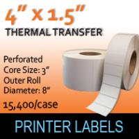 Thermal Transfer Labels 4" x 1.5" Perf